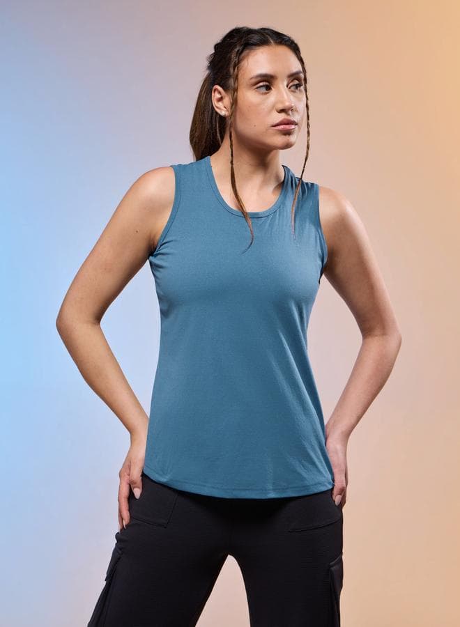 Technosport Women Slim Fit Blue Active Tank Top - Image 1