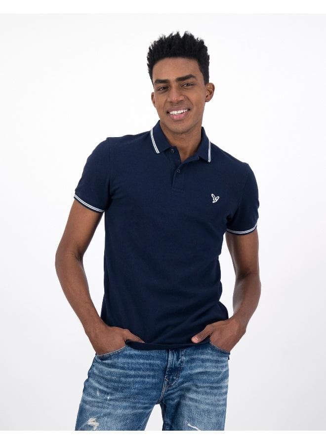 AE U 1165 9150 Navy Slim Fit Pique Polo - Image 1
