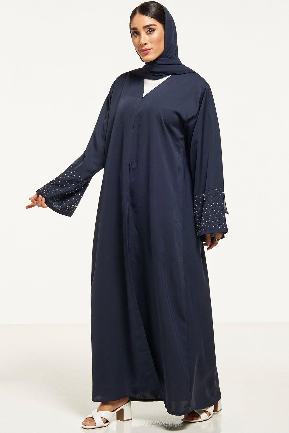 Multicolor Embellished Flared Sleeve Festive Abaya - Image 1