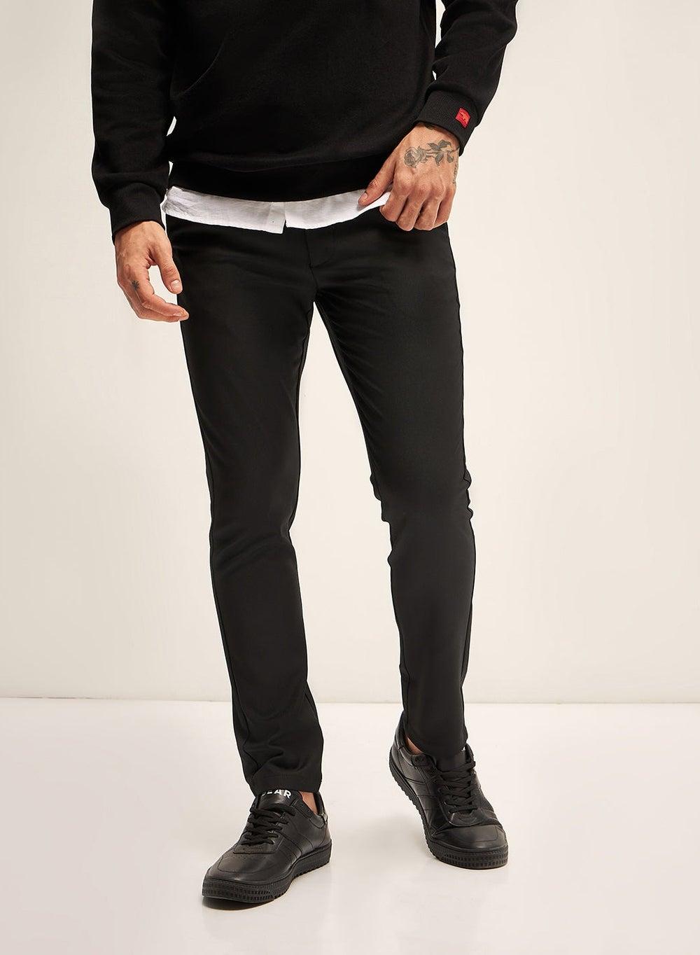 Men’s Slim Fit Formal Trousers Black Polyester Blend - Image 1