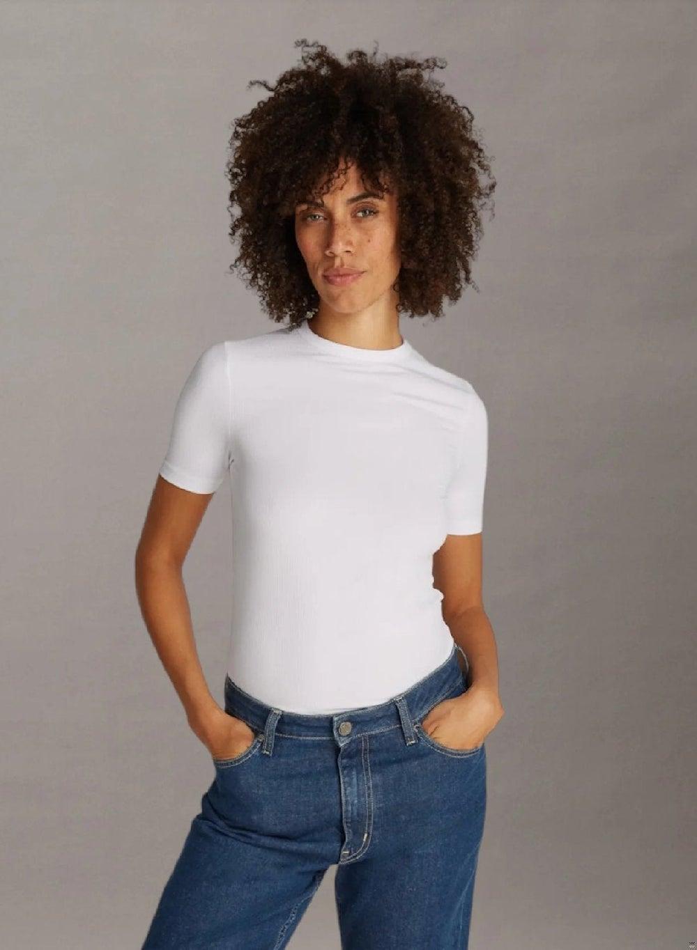Calvin Klein Modal Rib Fitted T-Shirt Bright White - Image 1