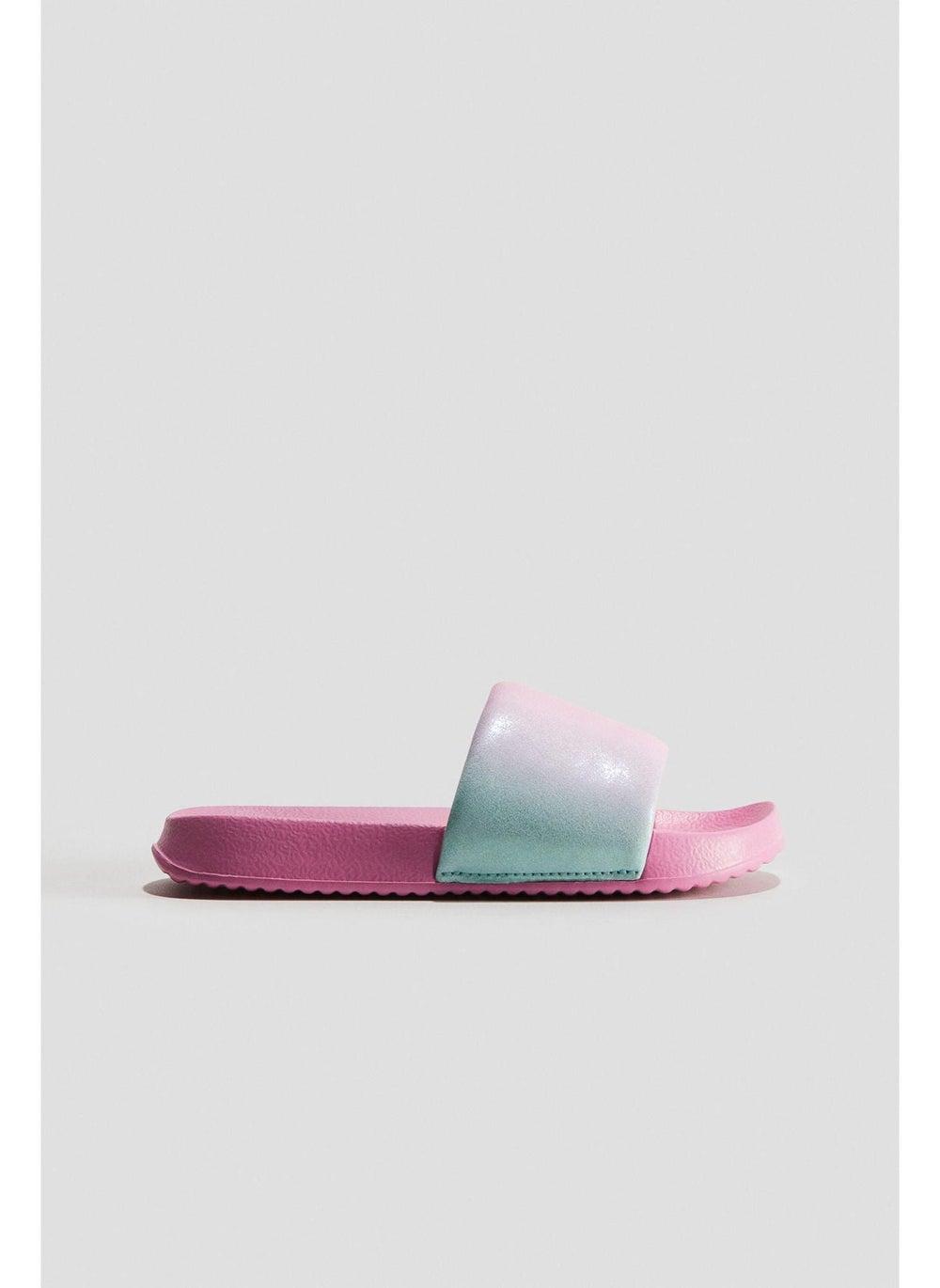 Girls Light Pink Pool Slides with Moulded Sole - Image 1