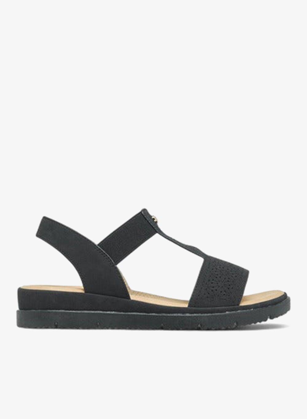 Black Cut-Out Flat Sandals 40035 A7 with Backstrap - Image 1