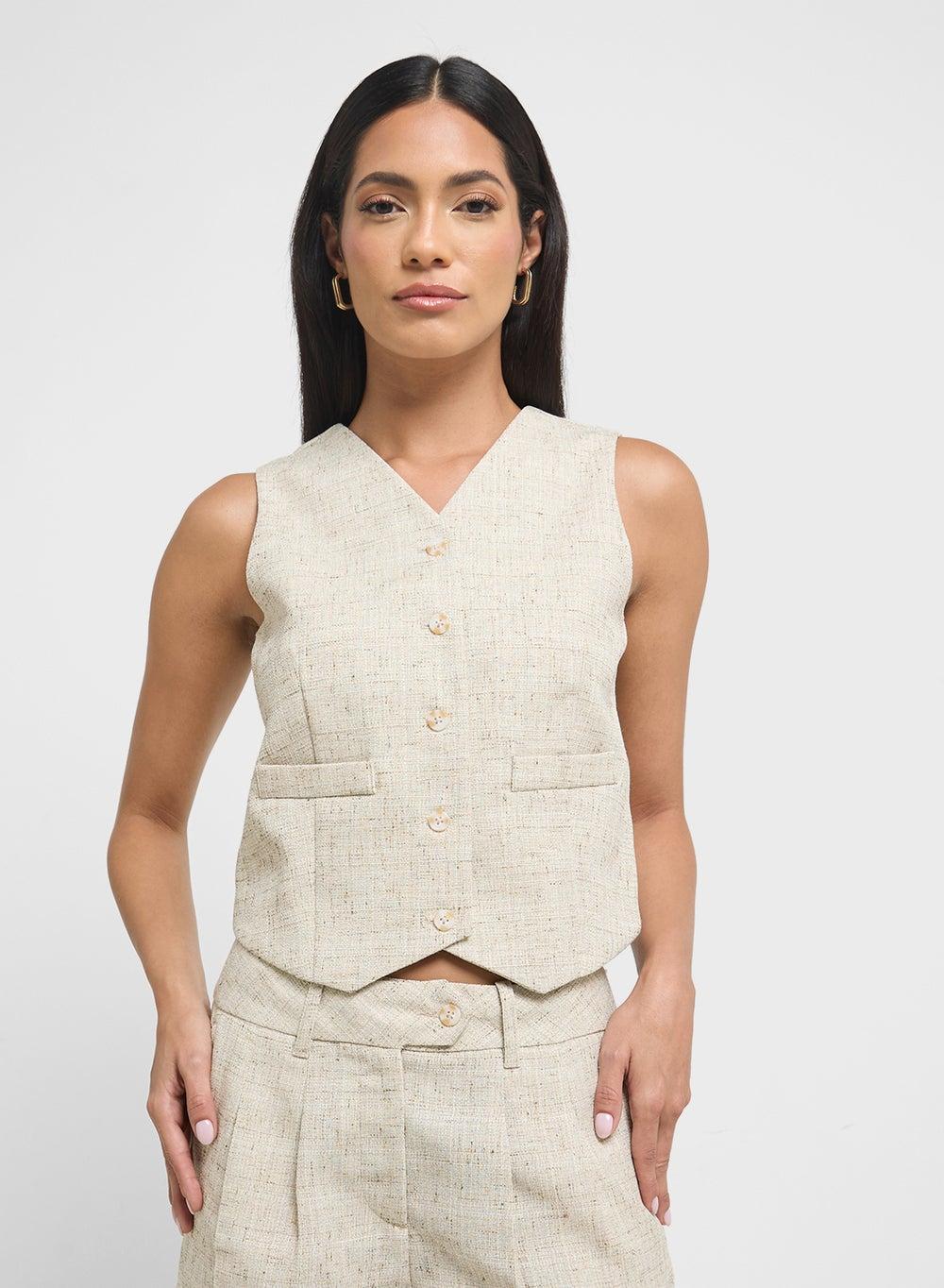 VERO MODA Grey Button Detail Waistcoat 10327335 - Image 1