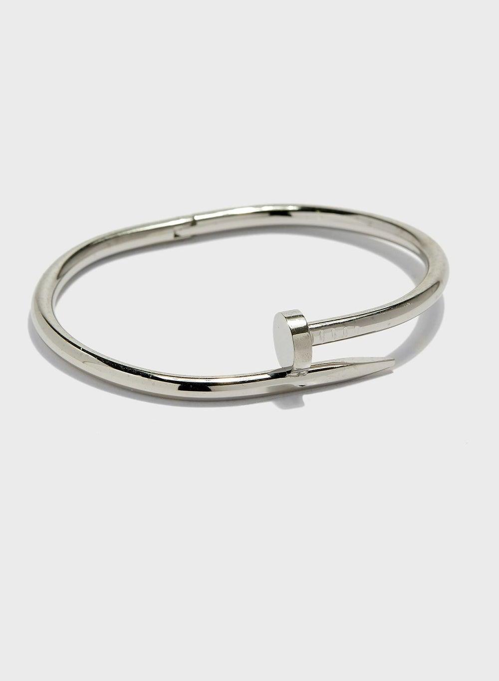 Tm200224 Silver Nail-Inspired Metal Bracelet - Image 1