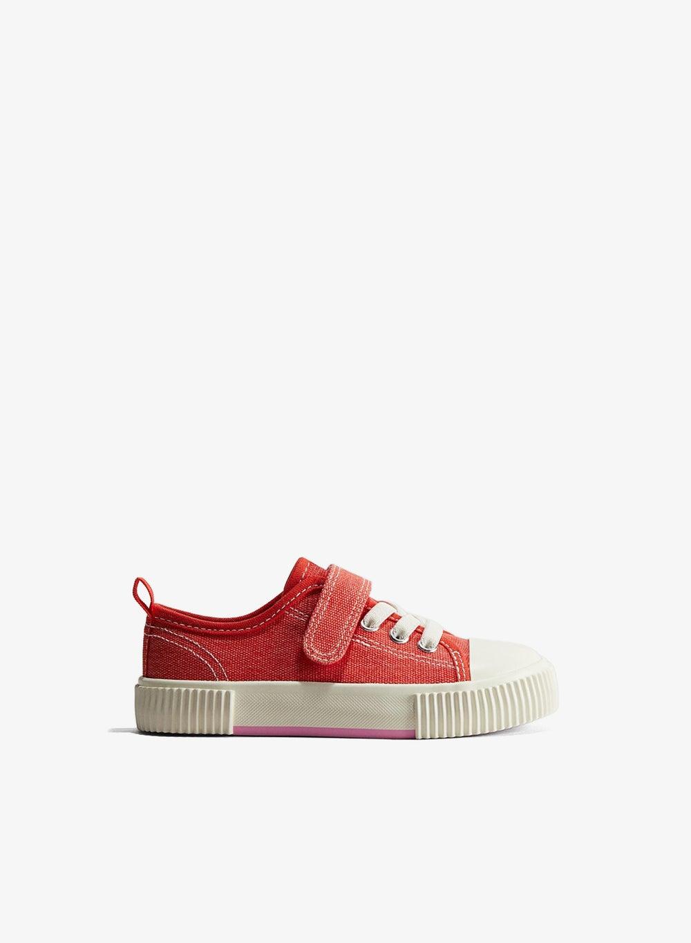 Bright Red Cotton Canvas Trainers with Comfort Sole - Image 1