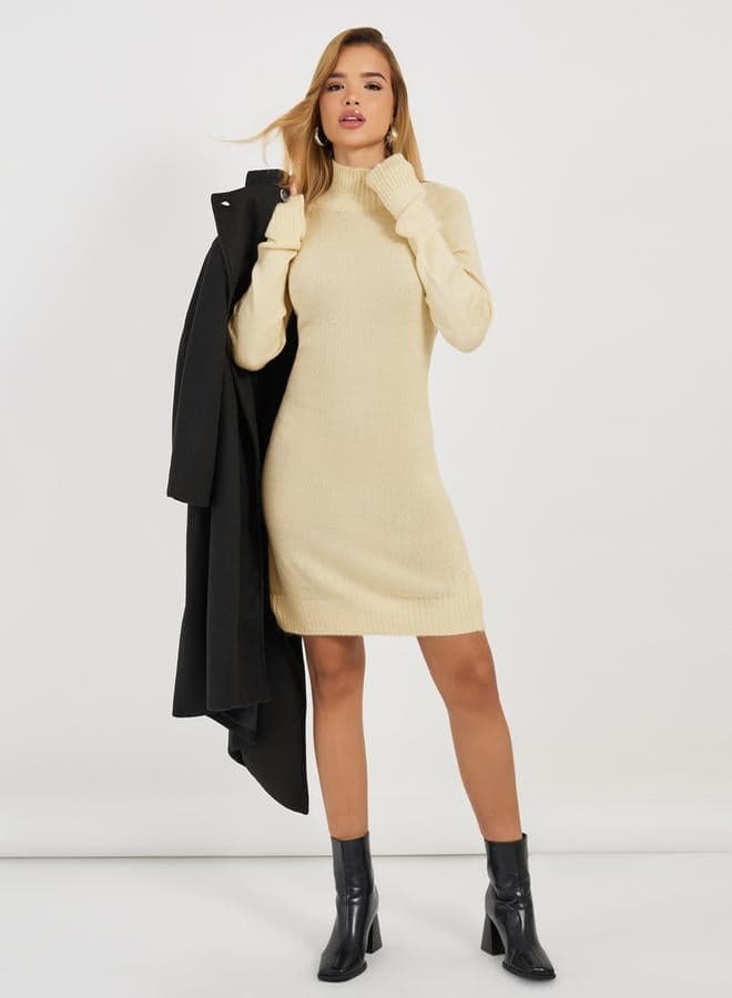 Off White Sweater Knit Mini Dress 7009703124 - Image 1