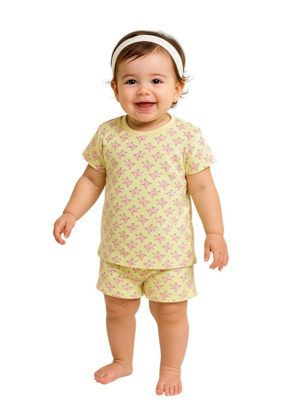 Victor and Jane Printed Cotton Pyjama Set Yellow - Image 1