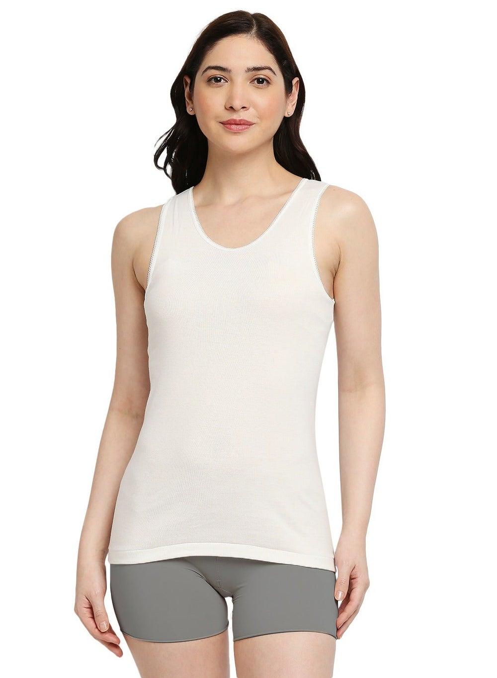 BYC Js202Lc Ivory Cotton Seamless Women's Vest - Image 1