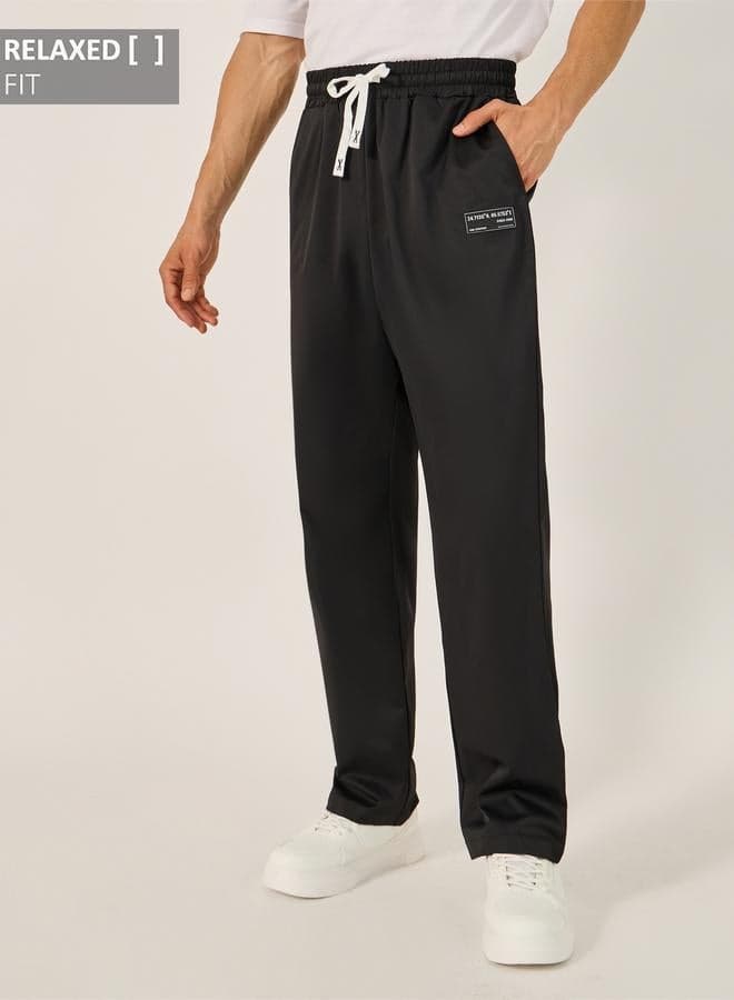 Black Twill Joggers 7011873701 Relaxed Fit Patch Detail - Image 1
