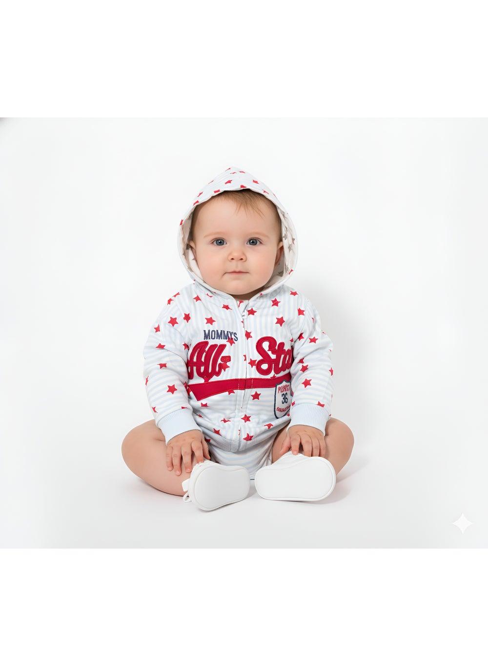 Bambimici All Star Print Cotton Hoodie White - Image 1