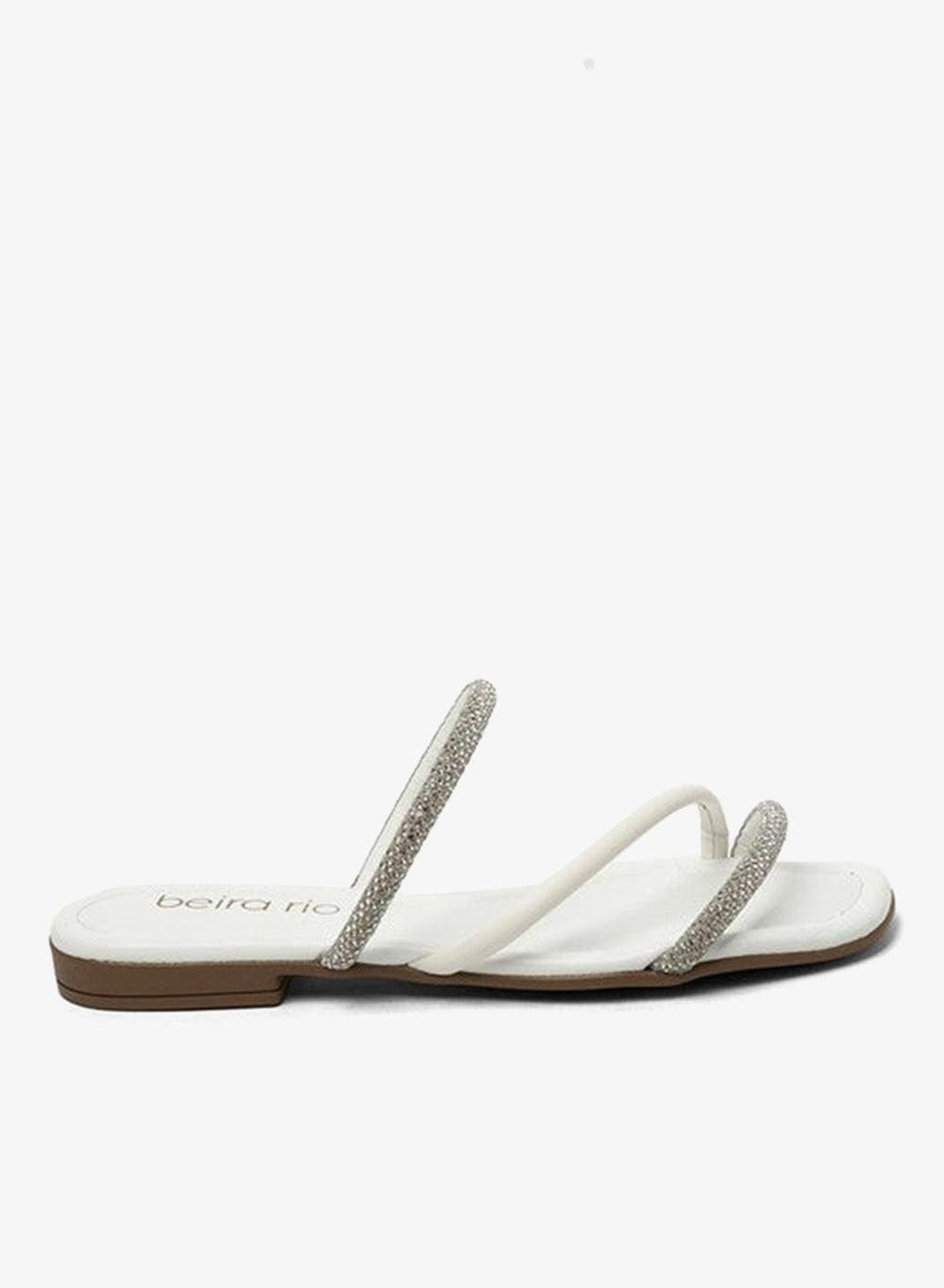 Women’s White Flat Sandals – Square Toe Comfort Slip-Ons - Image 1
