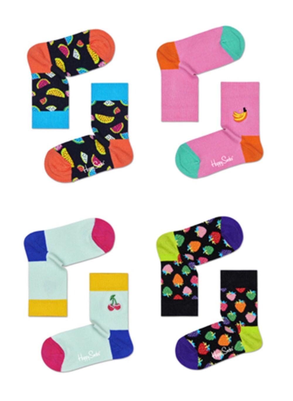 4-Pack Kids Fruit Print Cotton Socks Set - Image 1