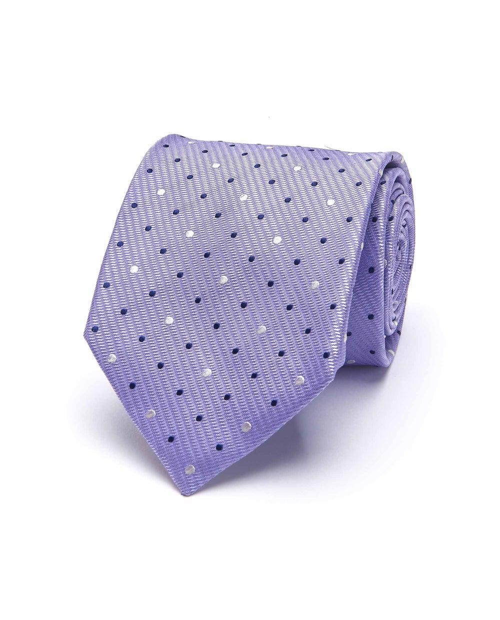 Lilac Patterned Jacquard Silk Tie for Men - Image 1