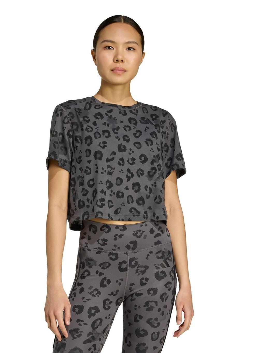 Workout Essential Animal Print Cropped T-Shirt Jn2646 - Image 1