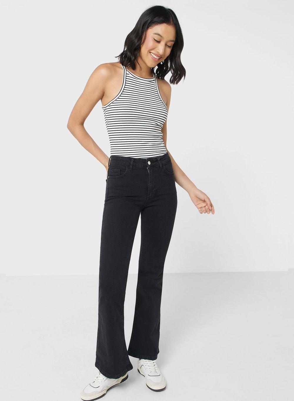 Grey Flare Fit Jeans B9696Ax - Image 1