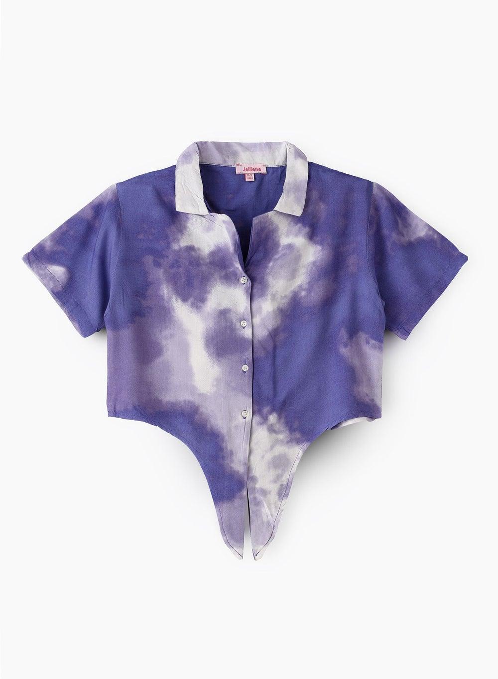 Blue Woven Dip Dye Girls T-Shirt SP303 - Image 1