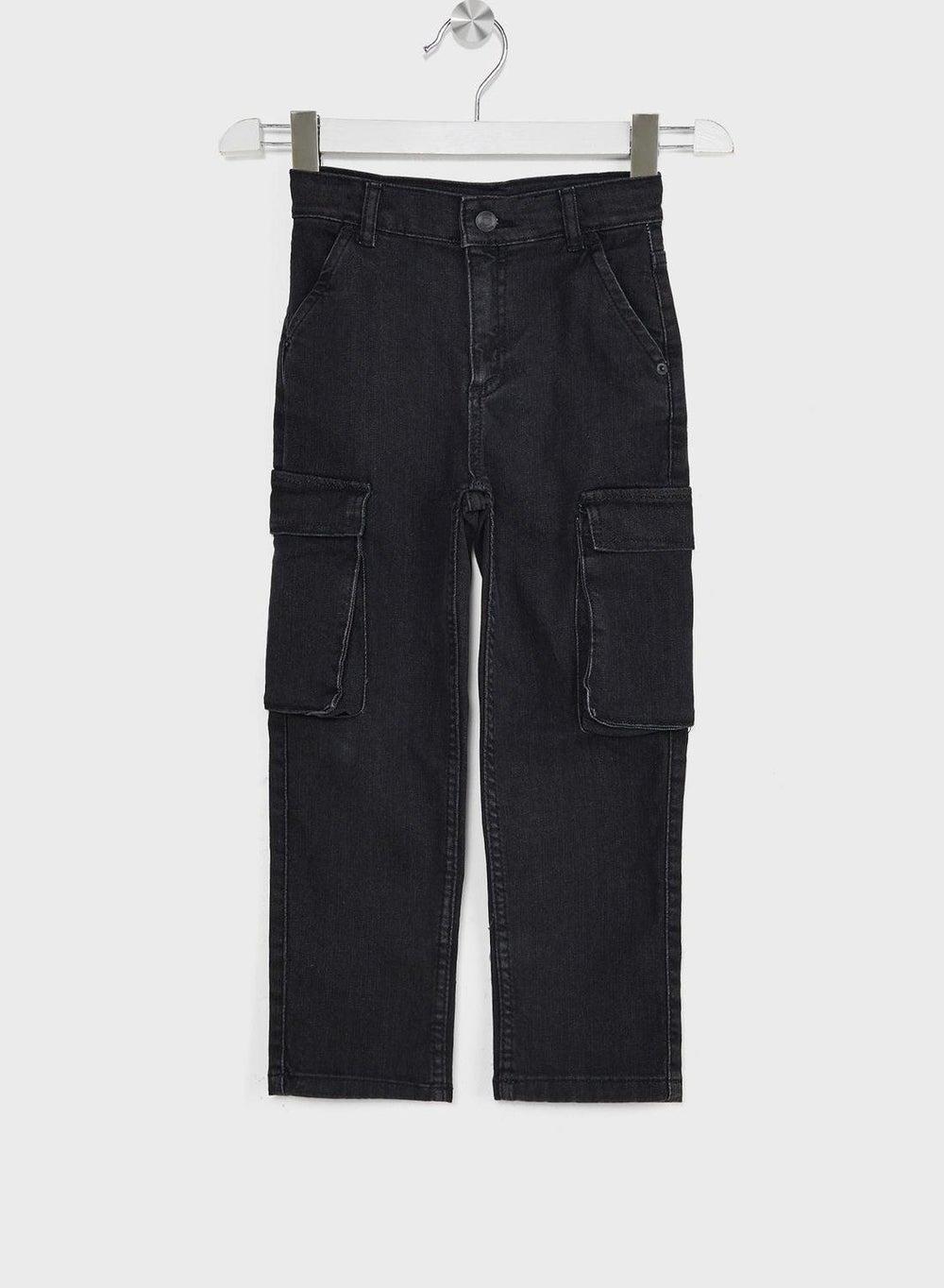Boys Grey Cargo Straight Fit Jeans B5526A8 - Image 1
