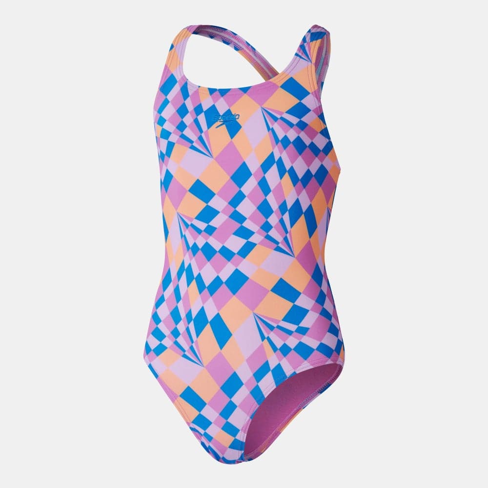 Speedo Kids Printed Medalist Swimsuit Pink - Image 1