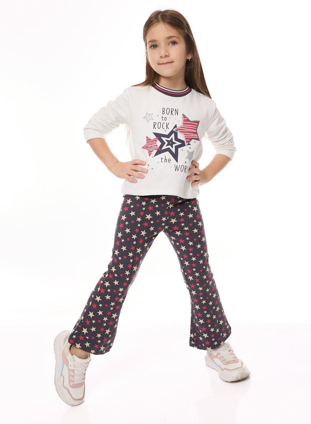 Embellished Star Top & Flared Leggings Set - Image 1