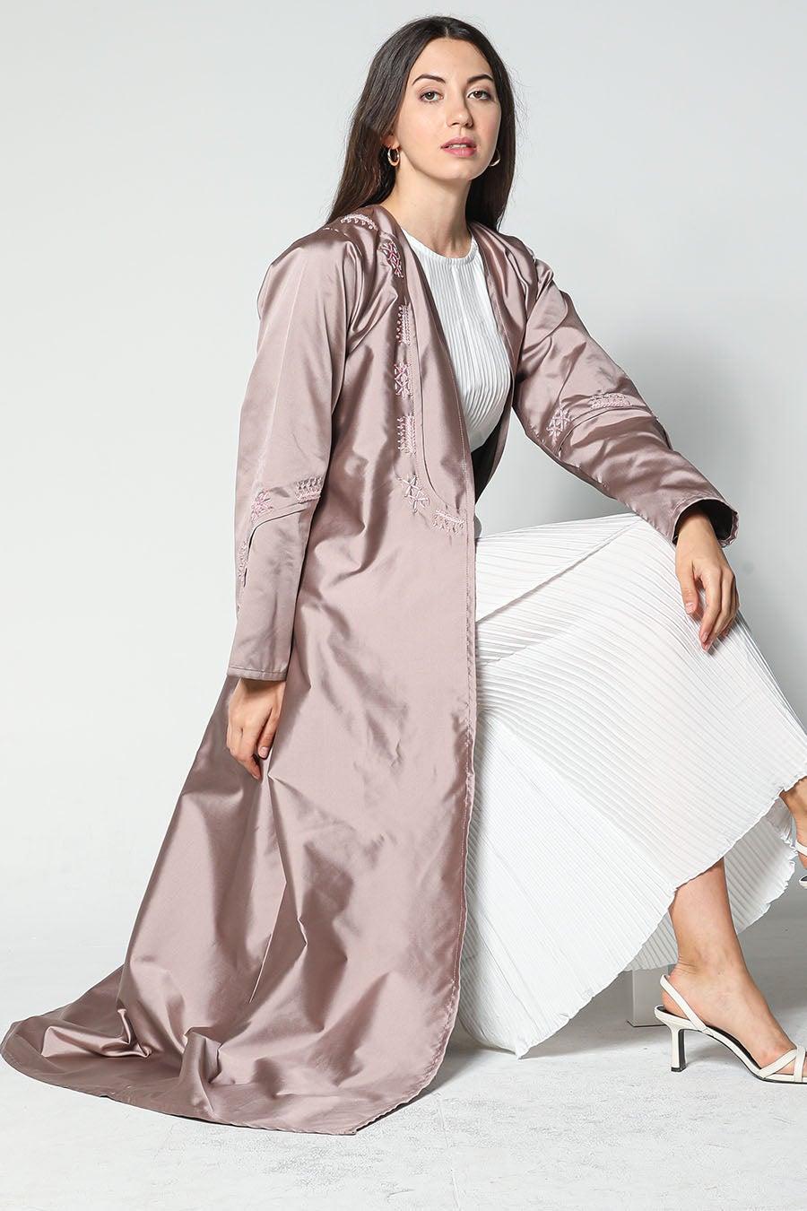 Multicolor Satin Flared Sleeve Abaya - Image 1