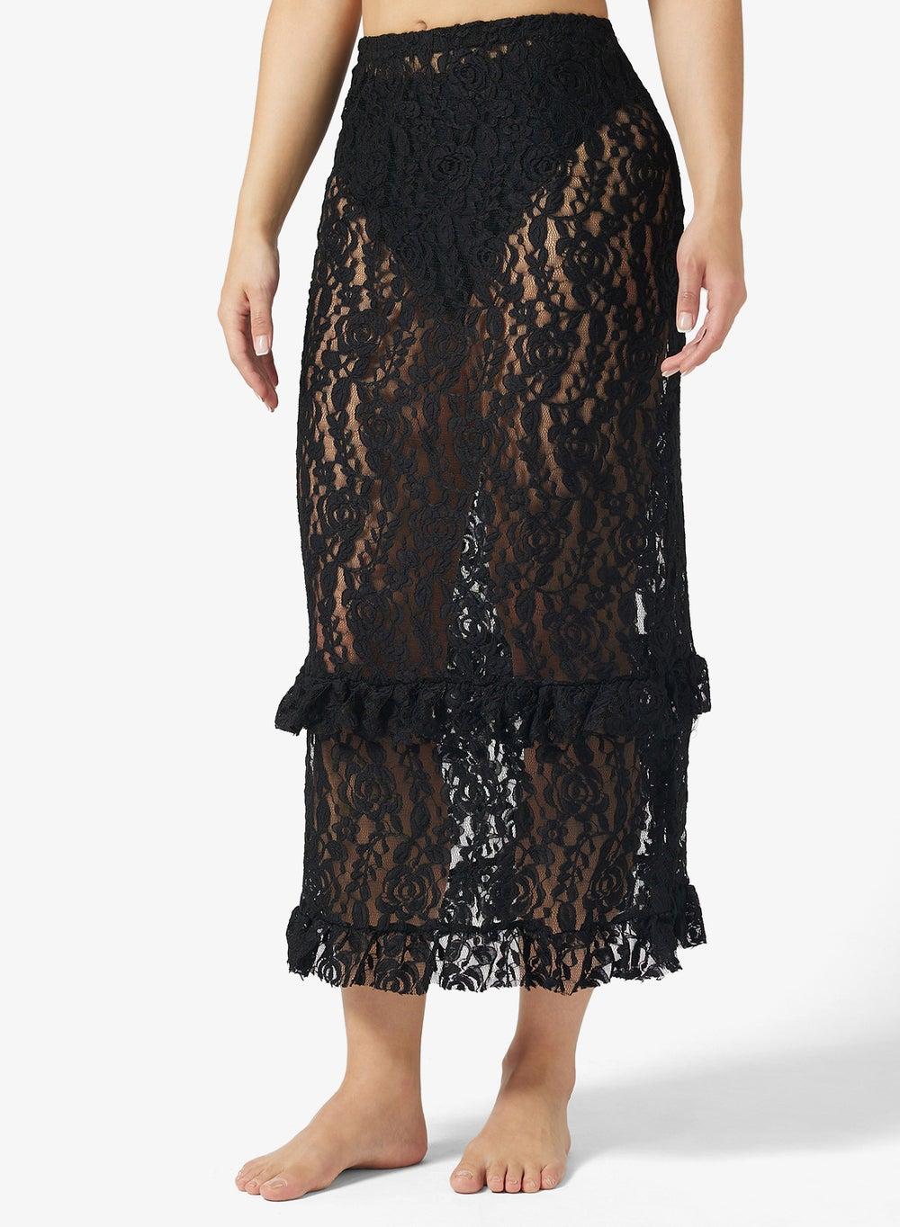 Sheer Lace Maxi Skirt in Black Elegance - Image 1