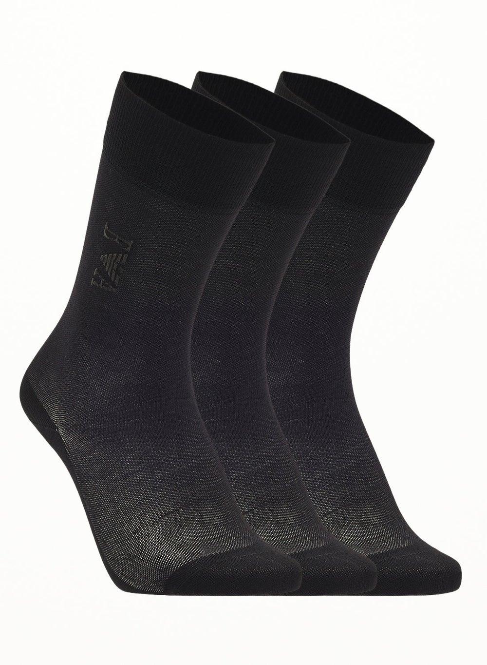 Emporio Armani Logo Crew Socks 3-Pack Black - Image 1