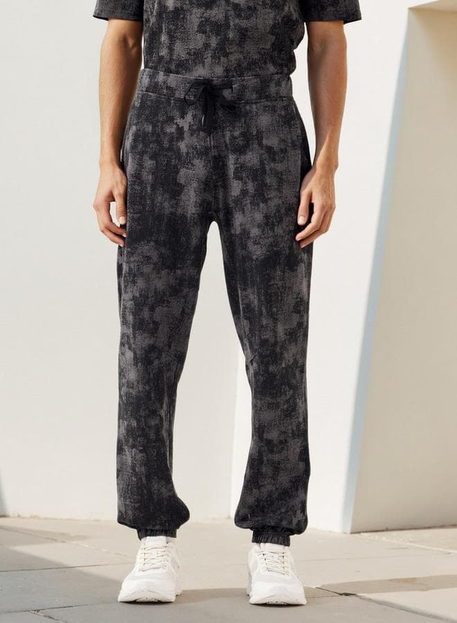 Kappa Black Printed Joggers with Drawstring Waist - Image 1
