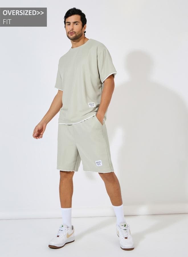 Oversized Waffle Knit Badge Co-Ord Set 7009656011 - Image 1