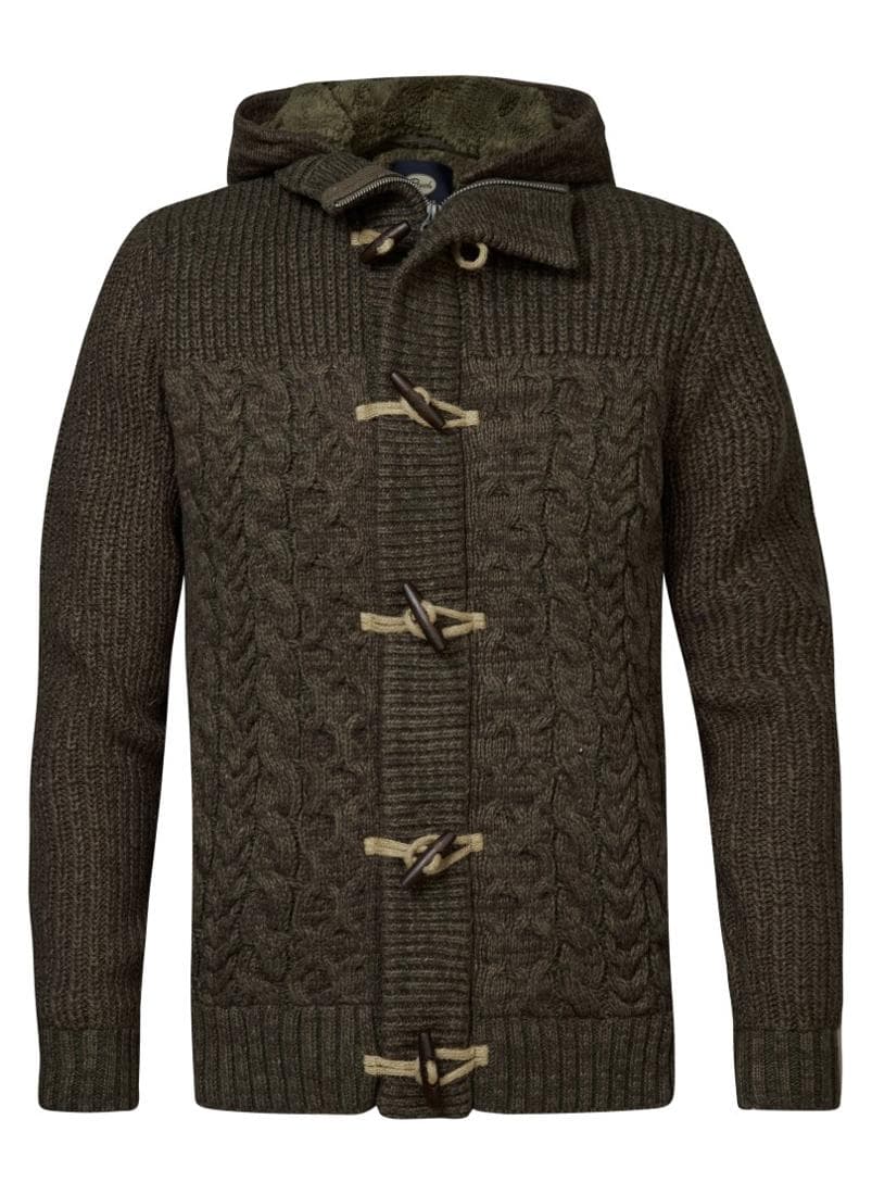 Men’s Rib-Knit Hooded Cardigan 7141 Timber Wood - Image 1