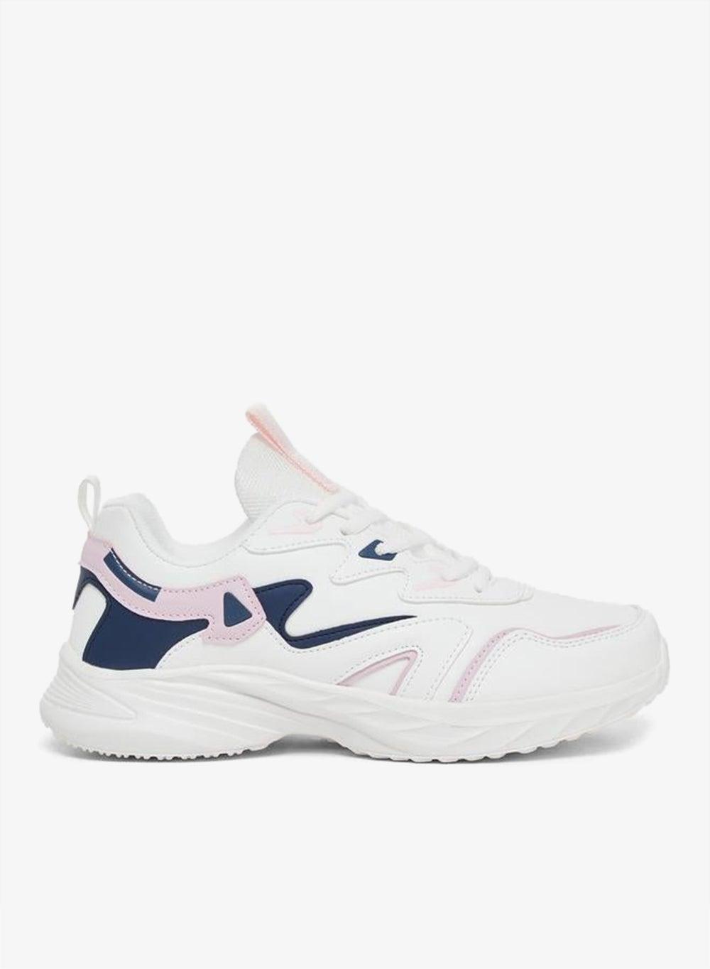 Chunky Sole Lace-Up Sneakers in White - Image 1