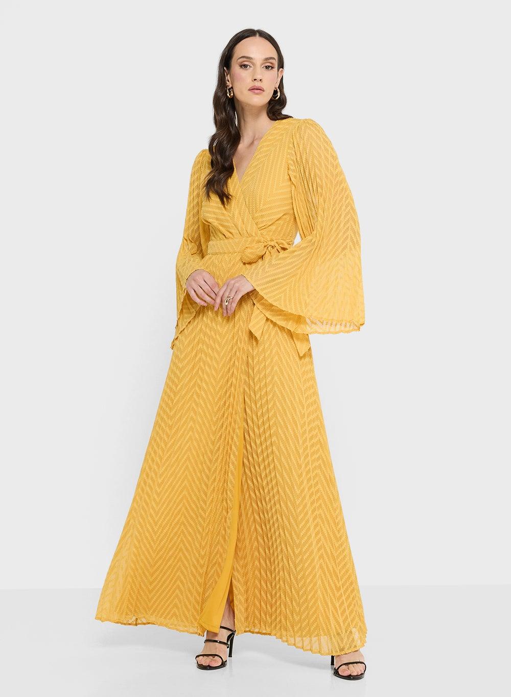 Rominamaxi Chevron Wrap Maxi Dress with Flared Sleeves - Image 1
