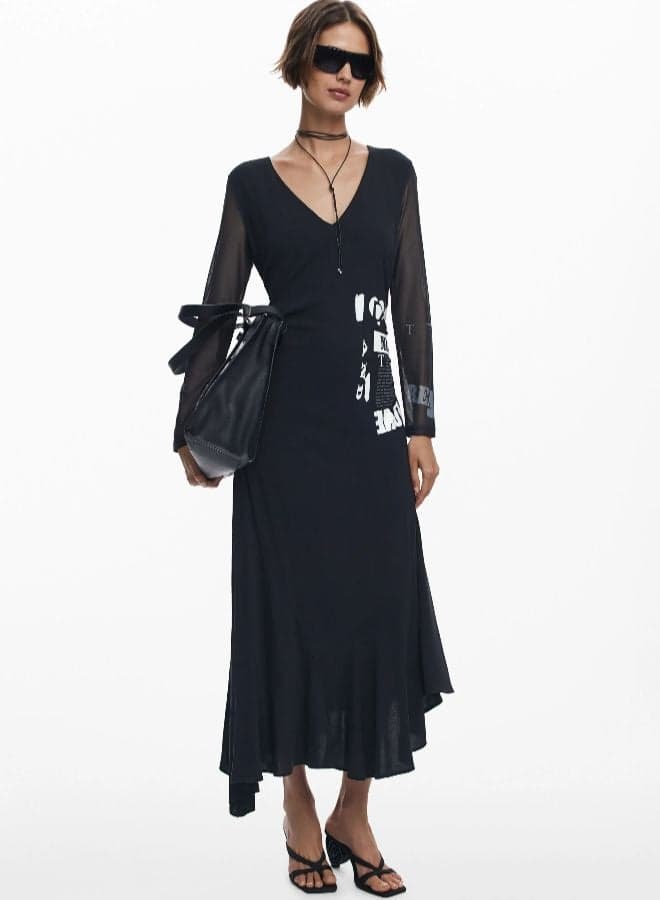 Ruched Newspaper Print Maxi Dress 25Wwvw262000 - Image 1