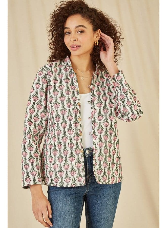 Reversible Floral Quilted Cotton Jacket Lightweight Zip Style - Image 1