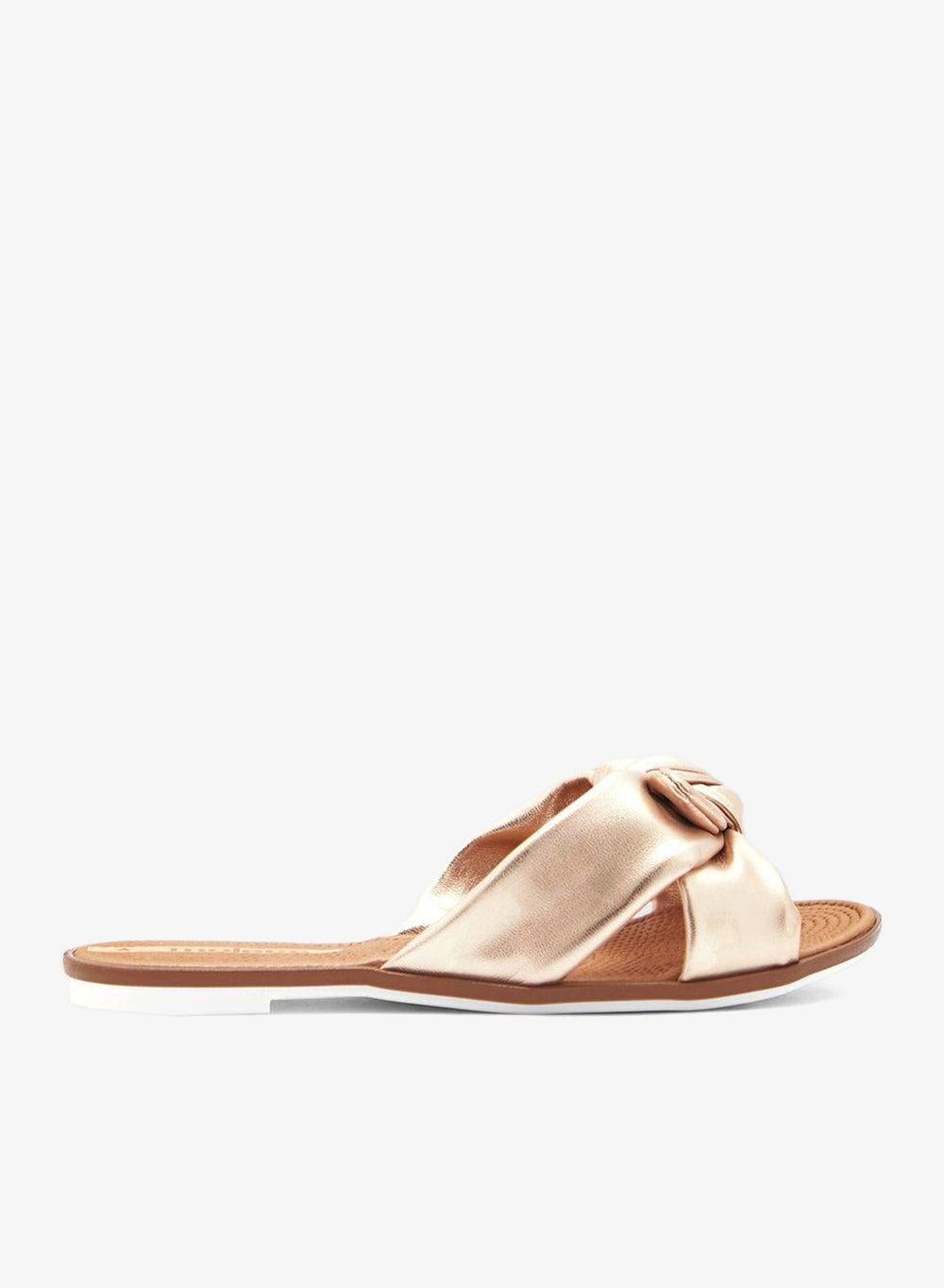Gold Pink Flat Sandals for Women – Slip-On Comfort - Image 1