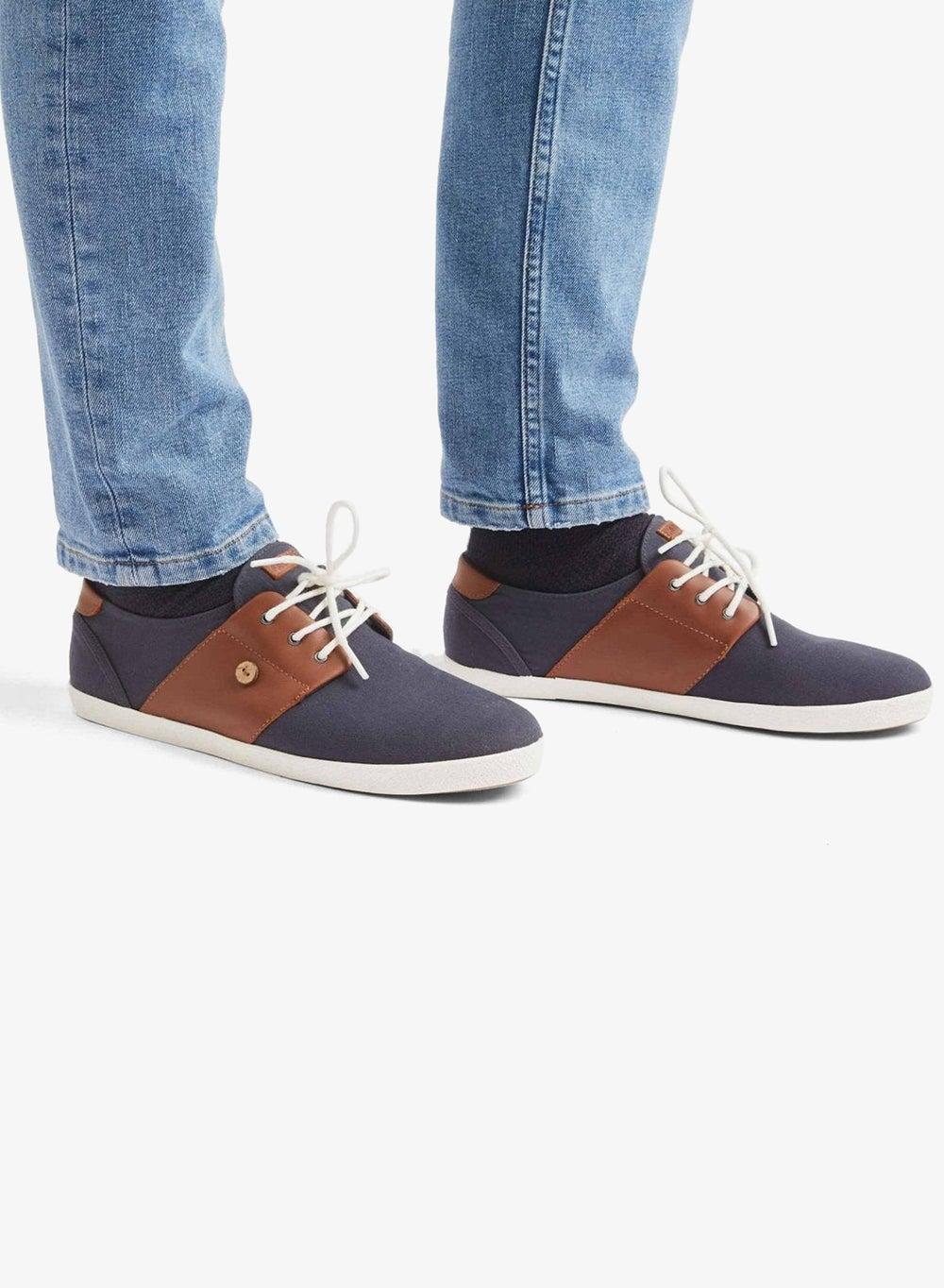 Cypress Navy & Tawny Cotton Leather Trainers - Image 1