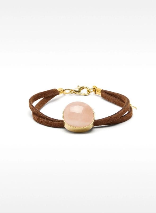Pink Stone Leather Bracelet 234911 Pk - Image 1
