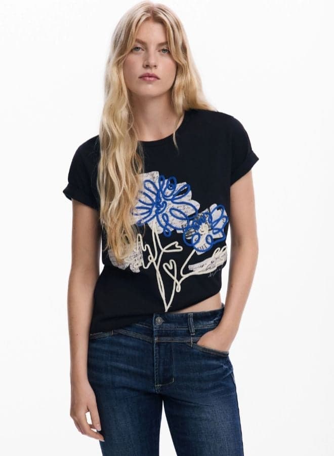 Floral Lace T-Shirt 25Wwtkxy 2000 Black - Image 1