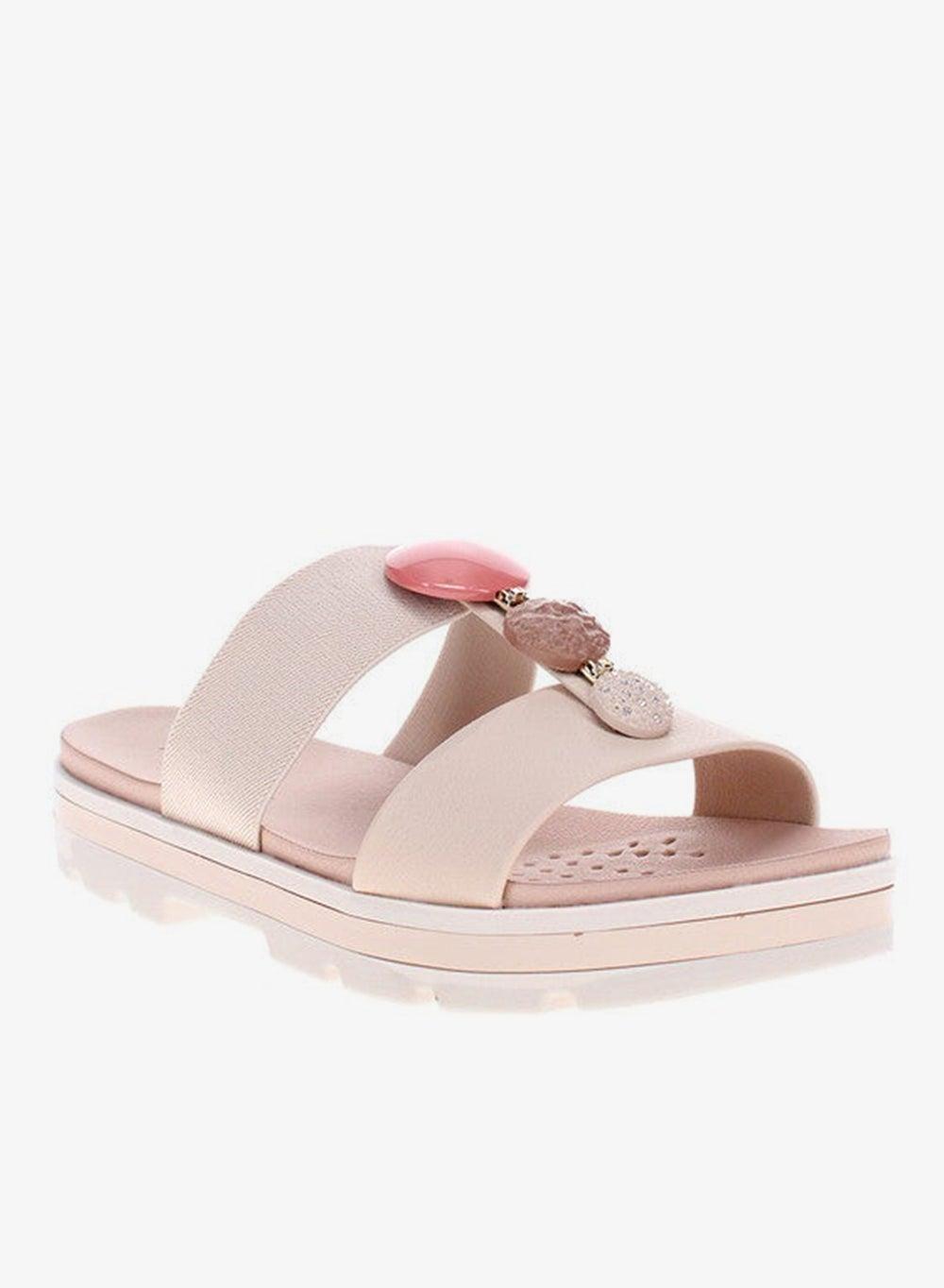 Cream Slip-On Flat Sandals for Women - Image 1