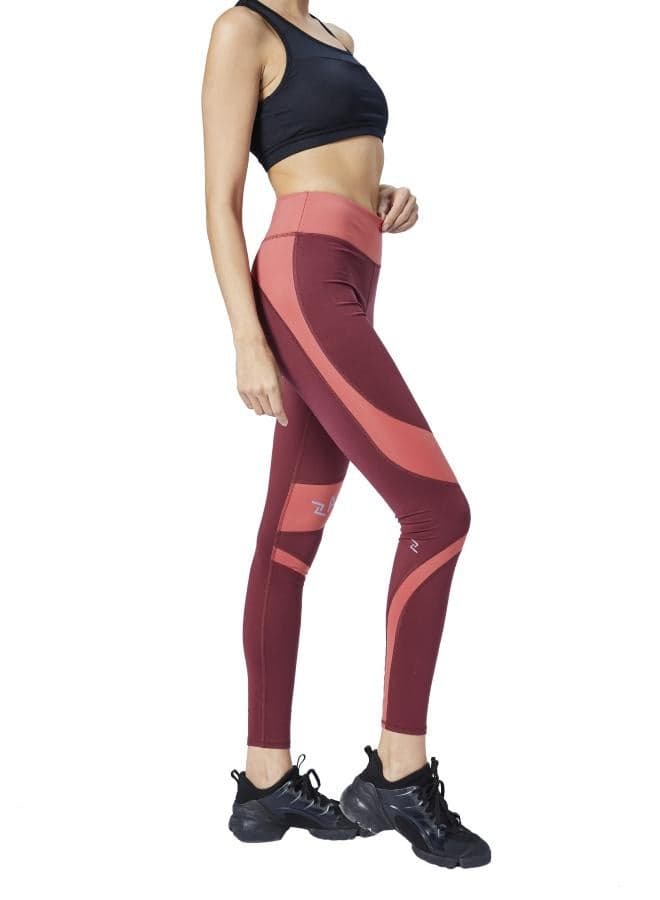 Burgundy Power Mid-Rise Skinny Fit Leggings - Image 1