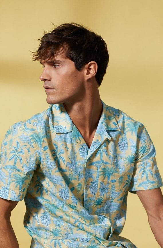 Capri Floral Cotton Shirt Light Yellow ES_HC037_C01 - Image 1