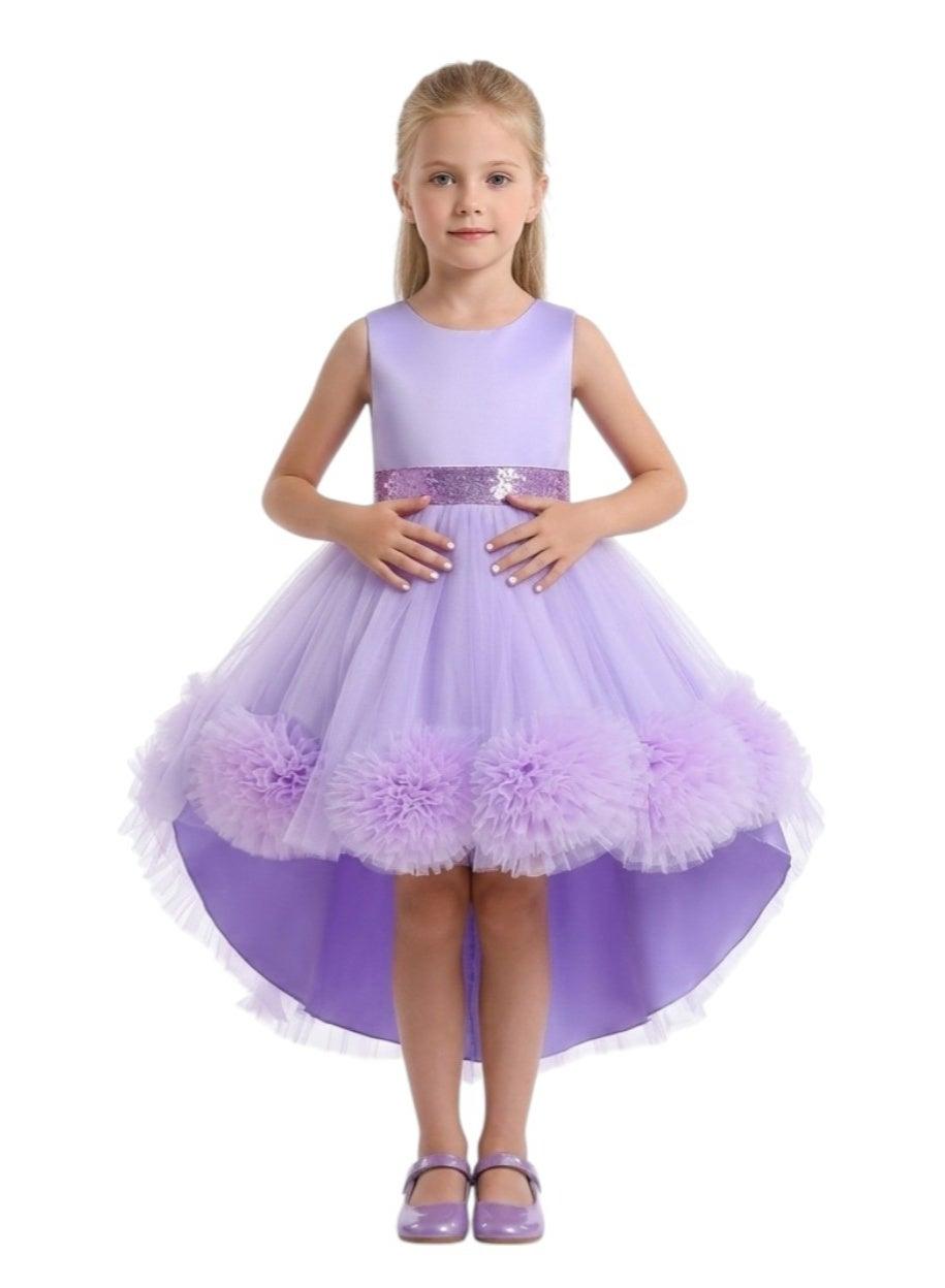 Lavender Pom Trim Fit & Flare Midi Dress - Image 1