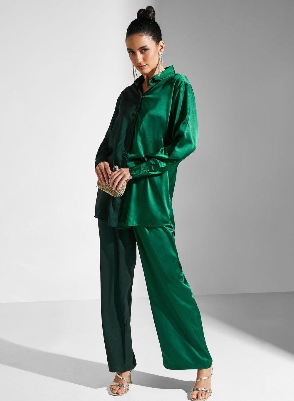 Green Color Block 2-Piece Arabian Set - Image 1