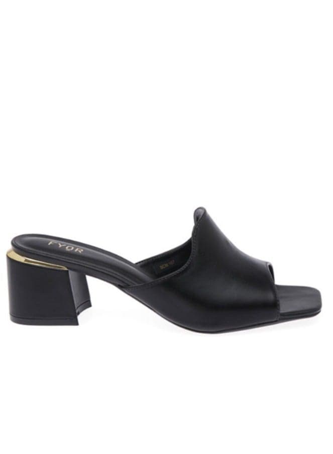 BCM 167 Black Square-Toe Mule Heels - Image 1