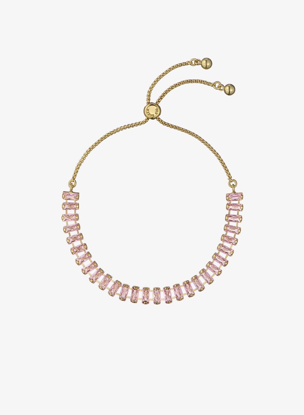 Crystal Baguette Adjustable Bracelet Tbj3779 Gold Tone - Image 1