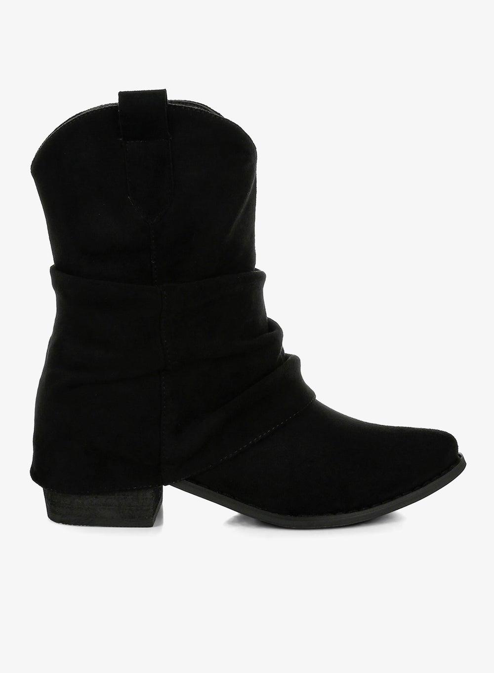 Sh5263 Black Slouchy Calf Cowboy Boots - Image 1