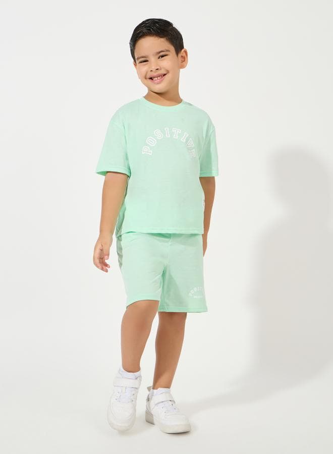Styli Graphic Crew Neck T-Shirt & Shorts Set 2111398113 - Image 1