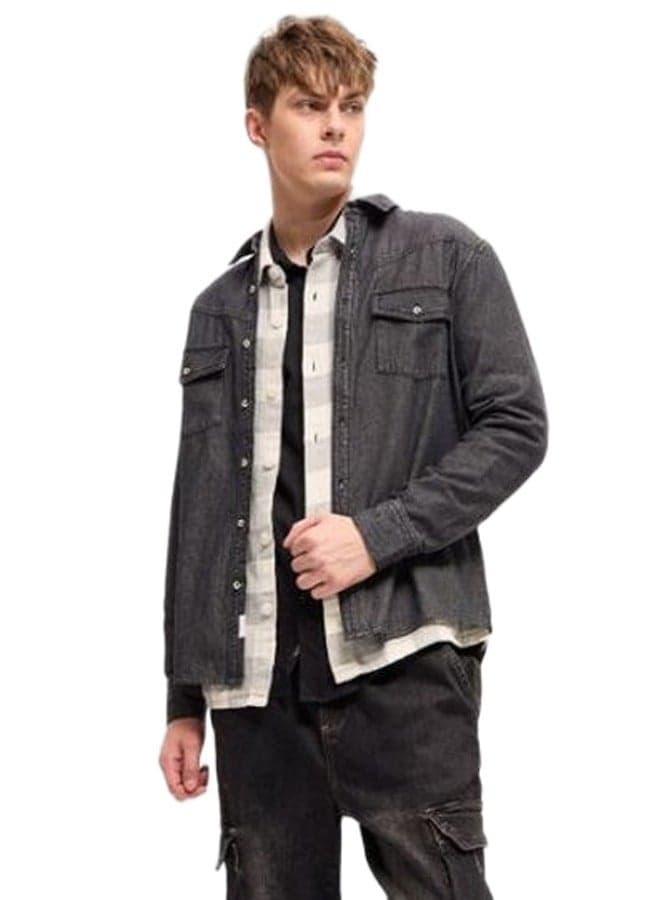 Men’s Black Cotton Button-Down Shirt – Classic All-Season Style - Image 1
