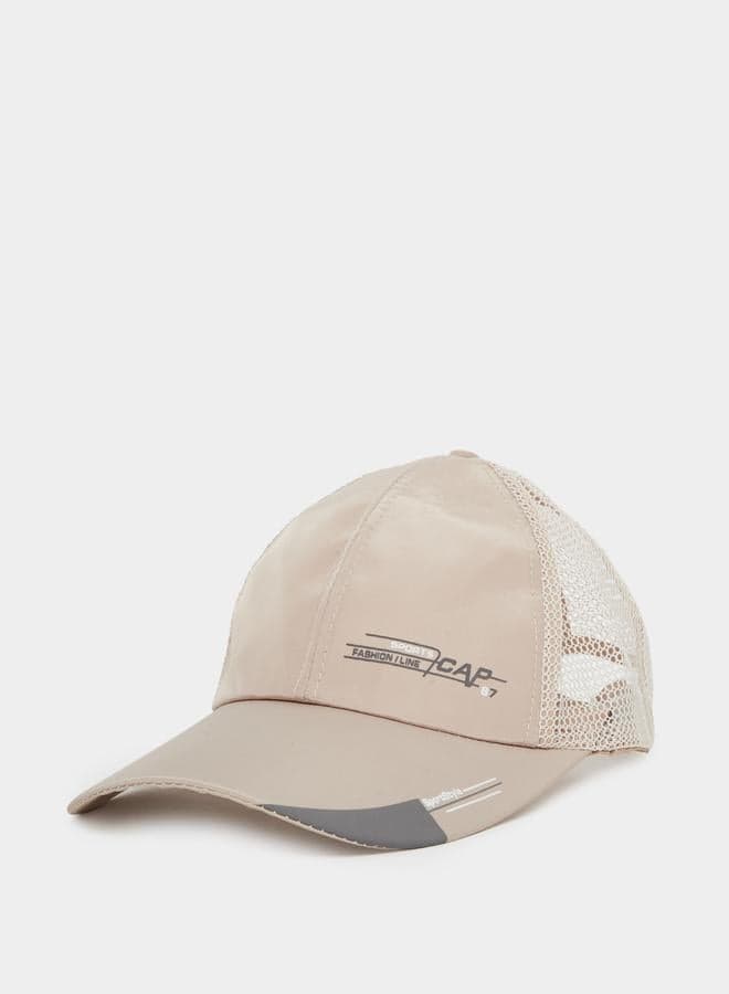 Khaki Letter Print Mesh Baseball Cap for Men - Image 1