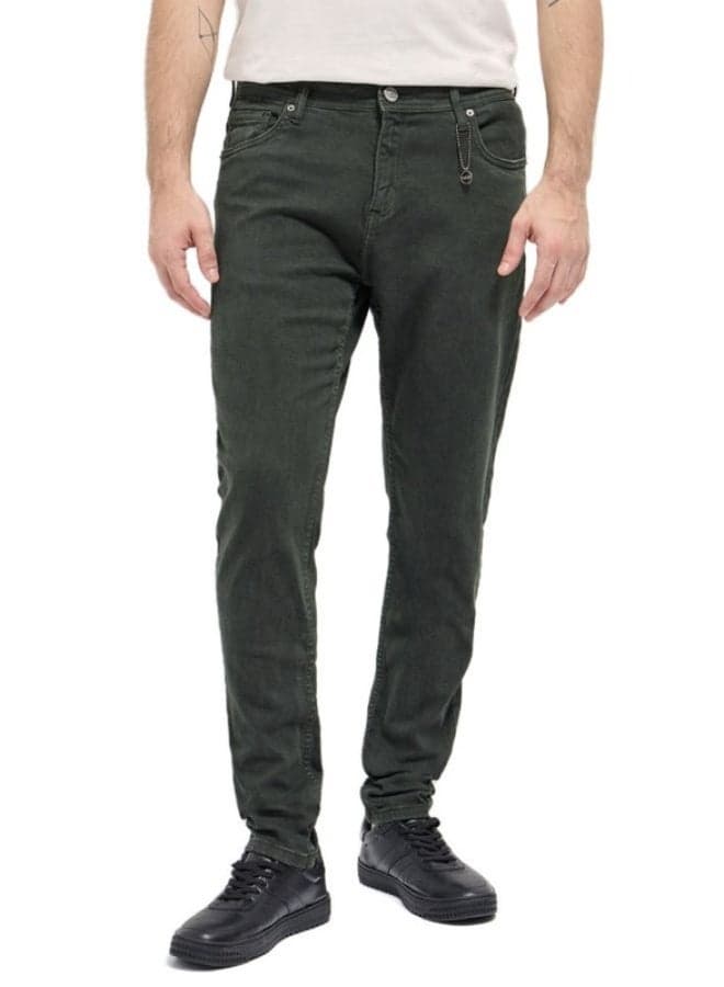 Dark Green Slim Fit Stretch Jeans for Men - Image 1